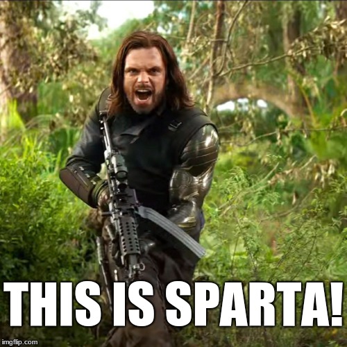 Winter Soldier running | THIS IS SPARTA! | image tagged in infinity war,winter soldier | made w/ Imgflip meme maker