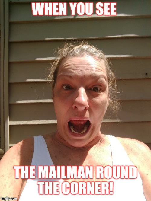 Waiting for my Kratom | WHEN YOU SEE; THE MAILMAN ROUND THE CORNER! | image tagged in mailman | made w/ Imgflip meme maker