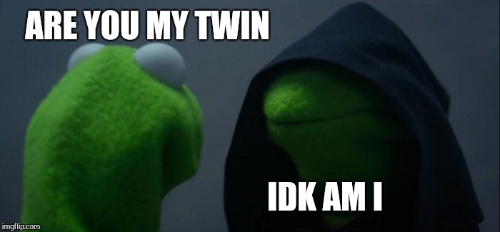 Evil Kermit Meme | ARE YOU MY TWIN; IDK AM I | image tagged in memes,evil kermit | made w/ Imgflip meme maker