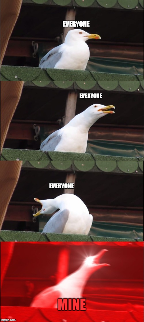 Inhaling Seagull Meme | EVERYONE; EVERYONE; EVERYONE; MINE | image tagged in memes,inhaling seagull | made w/ Imgflip meme maker