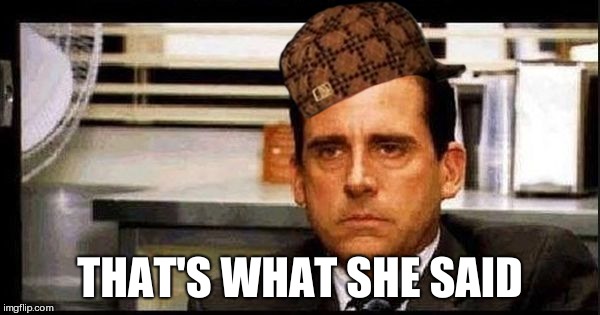 Yup you know the drill | THAT'S WHAT SHE SAID | image tagged in really steve carrel,scumbag,that's what she said | made w/ Imgflip meme maker
