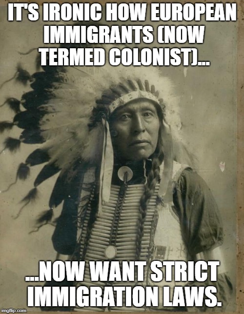 Indian illegal immigration | IT'S IRONIC HOW EUROPEAN IMMIGRANTS
(NOW TERMED COLONIST)... ...NOW WANT STRICT IMMIGRATION LAWS. | image tagged in indian illegal immigration | made w/ Imgflip meme maker