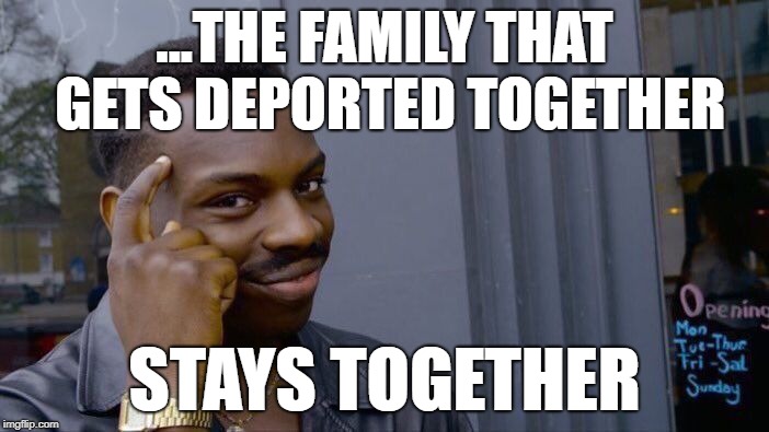 U.S.A. | ...THE FAMILY THAT GETS DEPORTED TOGETHER; STAYS TOGETHER | image tagged in memes,roll safe think about it,politics,political meme,political,donald trump | made w/ Imgflip meme maker