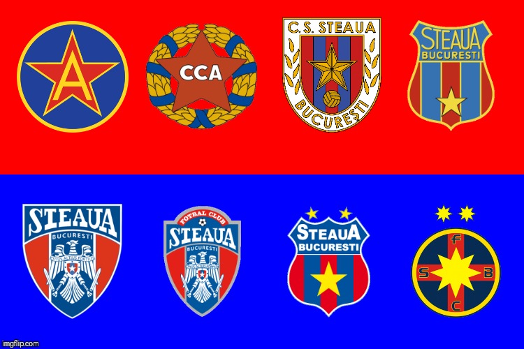 All Steaua Bucharest (FCSB) emblems | image tagged in memes,steaua,fcsb | made w/ Imgflip meme maker