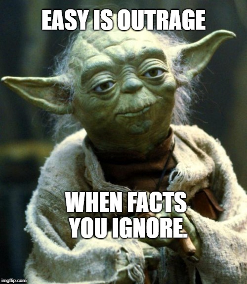 Easy to manipulate, ignorant people are | EASY IS OUTRAGE; WHEN FACTS YOU IGNORE. | image tagged in memes,star wars yoda,illegal immigration | made w/ Imgflip meme maker