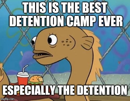 Sadly I Am Only An Eel | THIS IS THE BEST DETENTION CAMP EVER; ESPECIALLY THE DETENTION | image tagged in memes,sadly i am only an eel,detention camp,children,illegal immigration,what if i told you | made w/ Imgflip meme maker