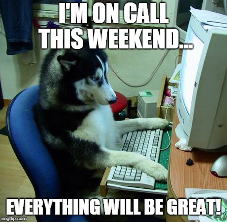I Have No Idea What I Am Doing | I'M ON CALL THIS WEEKEND... EVERYTHING WILL BE GREAT! | image tagged in memes,i have no idea what i am doing | made w/ Imgflip meme maker