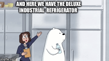 AND HERE WE HAVE THE DELUXE INDUSTRIAL  REFRIGERATOR | image tagged in gifs | made w/ Imgflip video-to-gif maker