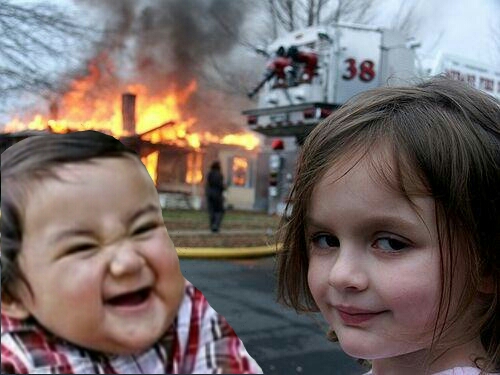 High Quality evil toddler and fire girl Blank Meme Template