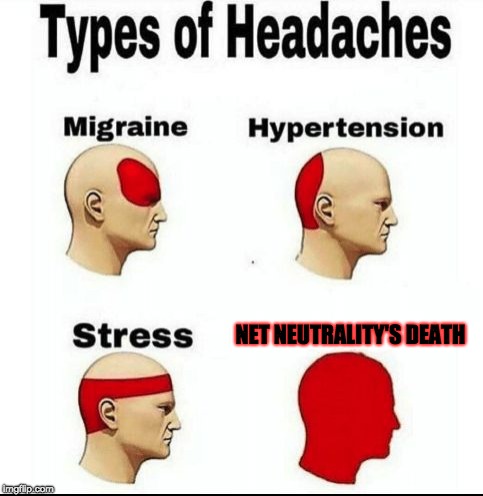 End of Net Neutrality | NET NEUTRALITY'S DEATH | image tagged in types of headaches meme,net neutrality,memes | made w/ Imgflip meme maker