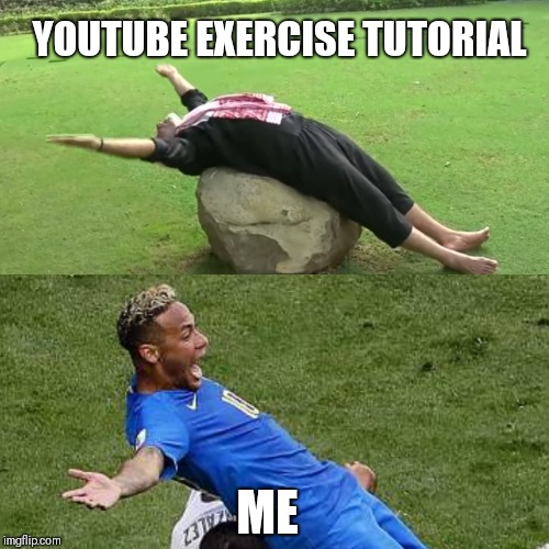 YOUTUBE EXERCISE TUTORIAL; ME | image tagged in modi,exercise,world cup | made w/ Imgflip meme maker