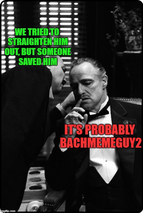 WE TRIED TO STRAIGHTEN HIM OUT, BUT SOMEONE SAVED HIM IT'S PROBABLY BACHMEMEGUY2 | made w/ Imgflip meme maker