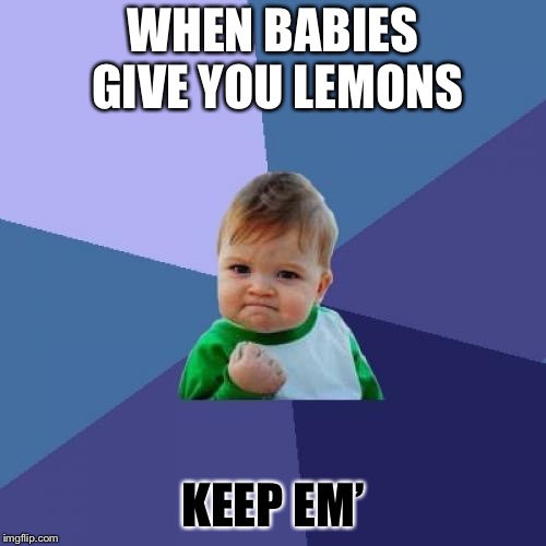 Success Kid | WHEN BABIES GIVE YOU LEMONS; KEEP EM’ | image tagged in memes,success kid | made w/ Imgflip meme maker