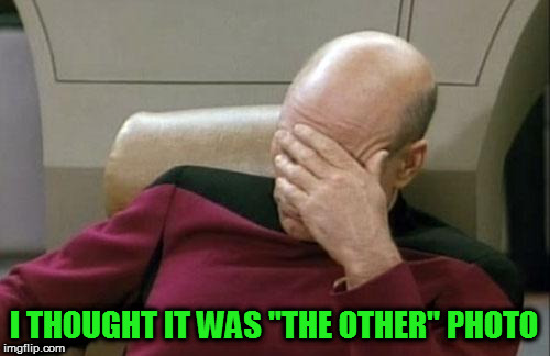 Captain Picard Facepalm Meme | I THOUGHT IT WAS "THE OTHER" PHOTO | image tagged in memes,captain picard facepalm | made w/ Imgflip meme maker