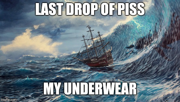 LAST DROP OF PISS; MY UNDERWEAR | image tagged in boat,so true memes | made w/ Imgflip meme maker