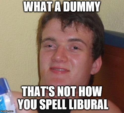 WHAT A DUMMY THAT'S NOT HOW YOU SPELL LIBURAL | made w/ Imgflip meme maker