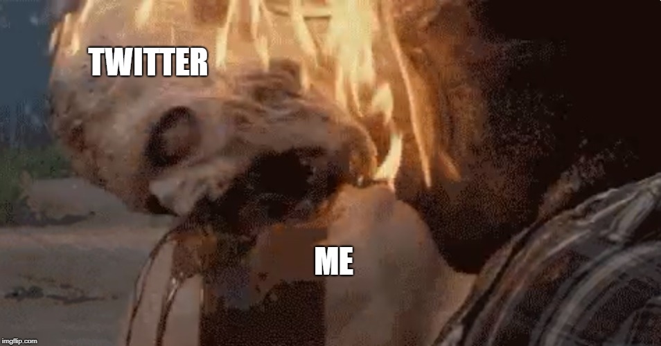Twitter and me | TWITTER; ME | image tagged in walking dead,savage,hurts,salt | made w/ Imgflip meme maker