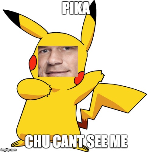 John Cena Pikachu | PIKA; CHU CANT SEE ME | image tagged in john cena pikachu | made w/ Imgflip meme maker