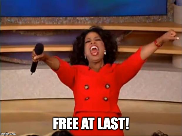 Oprah You Get A Meme | FREE AT LAST! | image tagged in memes,oprah you get a | made w/ Imgflip meme maker