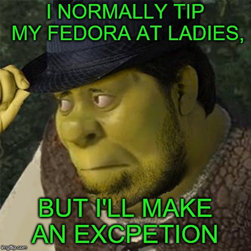 I NORMALLY TIP MY FEDORA AT LADIES, BUT I'LL MAKE AN EXCPETION | made w/ Imgflip meme maker