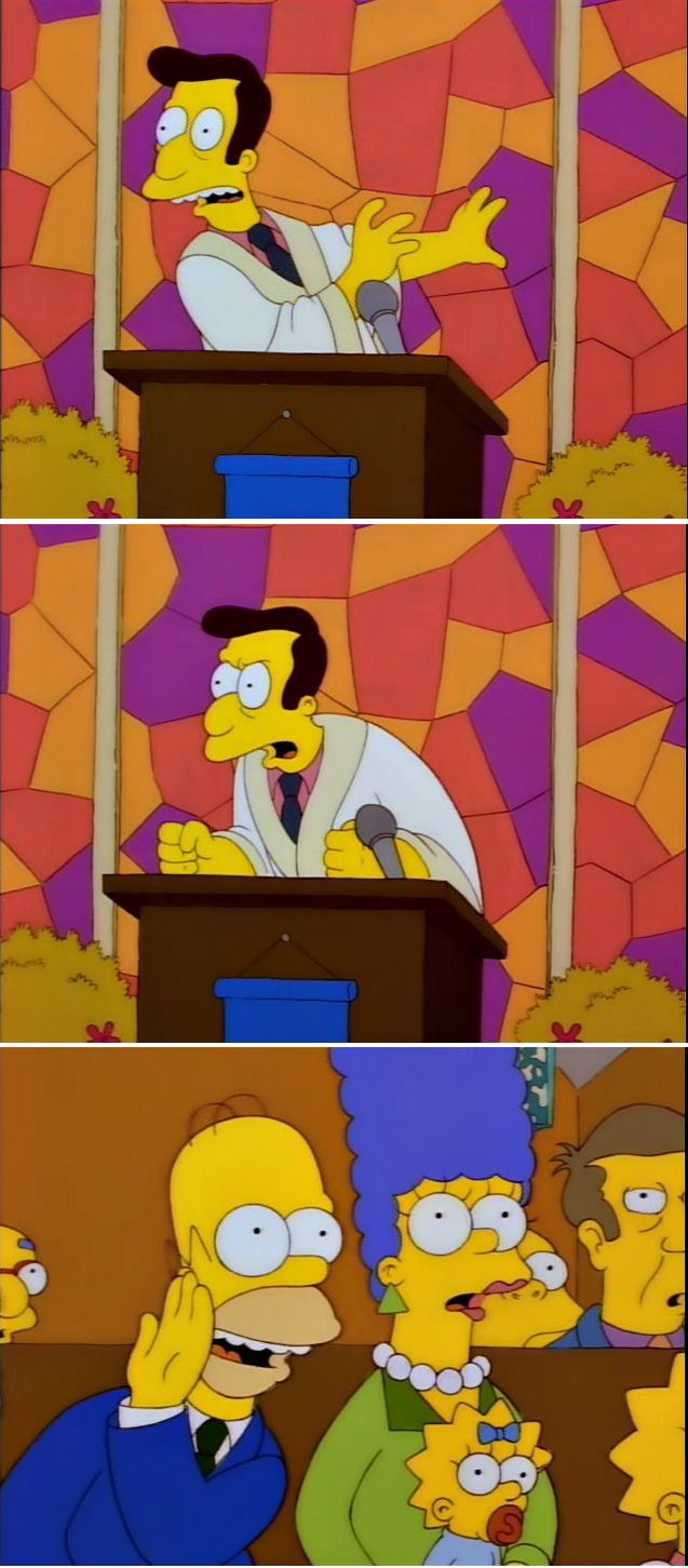 Homer, Lovejoy, now THAT'S religion Blank Meme Template