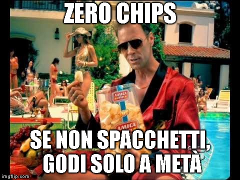 Rocco Siffredi | ZERO CHIPS; SE NON SPACCHETTI, GODI SOLO A METÀ | image tagged in rocco siffredi | made w/ Imgflip meme maker