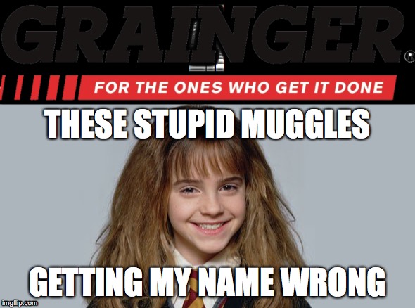 Hermione Grainger | THESE STUPID MUGGLES; GETTING MY NAME WRONG | image tagged in hermione granger | made w/ Imgflip meme maker