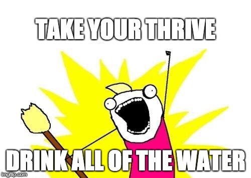 X All The Y | TAKE YOUR THRIVE; DRINK ALL OF THE WATER | image tagged in memes,x all the y | made w/ Imgflip meme maker