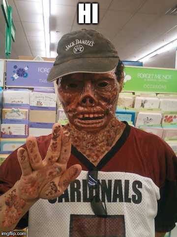 zombie man | HI | image tagged in zombie man | made w/ Imgflip meme maker