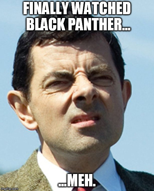 Honestly, not sure why it was such a hit. THE most boring Marvel movie to date...actually took a couple of naps during it. | FINALLY WATCHED BLACK PANTHER... ...MEH. | image tagged in meh,marvel,disney,boring,black panther | made w/ Imgflip meme maker