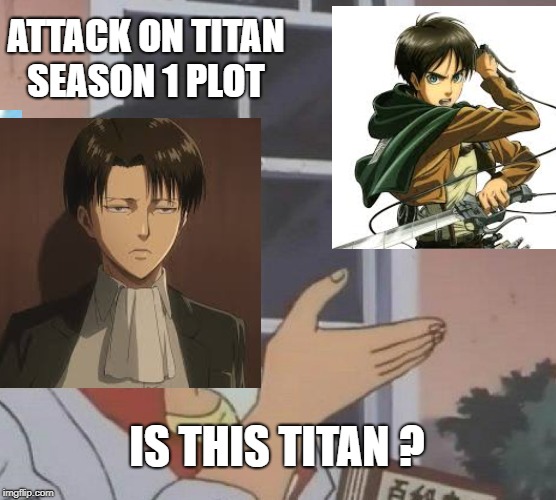 Is This A Pigeon | ATTACK ON TITAN SEASON 1 PLOT; IS THIS TITAN ? | image tagged in memes,is this a pigeon | made w/ Imgflip meme maker