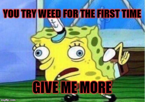 Mocking Spongebob Meme | YOU TRY WEED FOR THE FIRST TIME; GIVE ME MORE | image tagged in memes,mocking spongebob | made w/ Imgflip meme maker