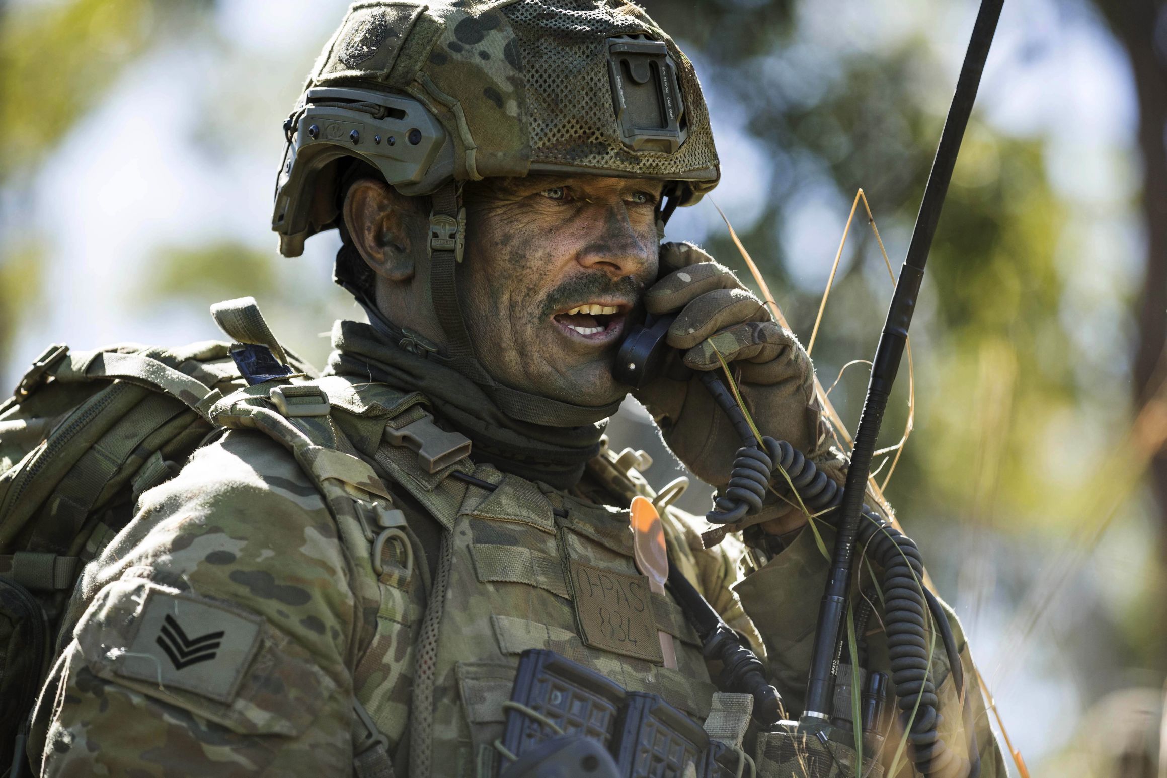 Australian Army Infantry SGT talking on Radio Blank Meme Template