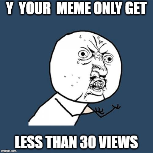 Y U No Meme | Y  YOUR  MEME ONLY GET LESS THAN 30 VIEWS | image tagged in memes,y u no | made w/ Imgflip meme maker