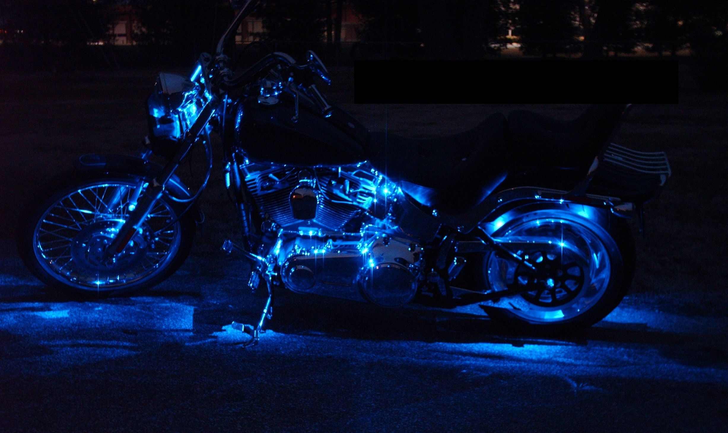 Blue Motorcycle with led Lights