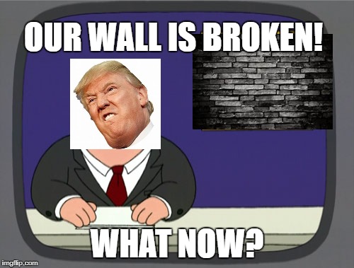 Peter Griffin News Meme | OUR WALL IS BROKEN! WHAT NOW? | image tagged in memes,peter griffin news | made w/ Imgflip meme maker