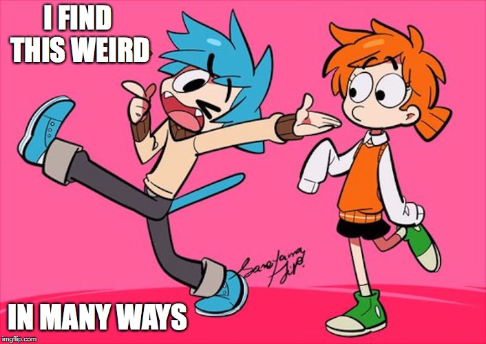 Gumball in Human Form |  I FIND THIS WEIRD; IN MANY WAYS | image tagged in the amazing world of gumball,gumball watterson,darwin watterson,memes | made w/ Imgflip meme maker