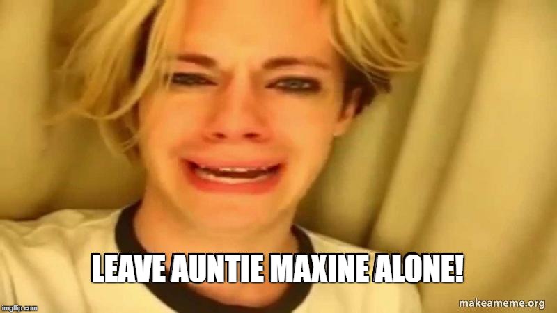 Golly Gosh Darn Already | LEAVE AUNTIE MAXINE ALONE! | image tagged in auntie max,mad maxine under the thunderdome,auntie maxie want meanies,aunties meanies memes | made w/ Imgflip meme maker