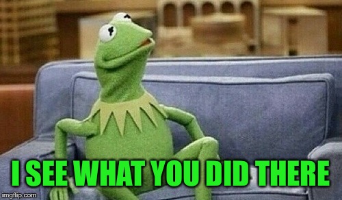 Kermit on Couch | I SEE WHAT YOU DID THERE | image tagged in kermit on couch | made w/ Imgflip meme maker