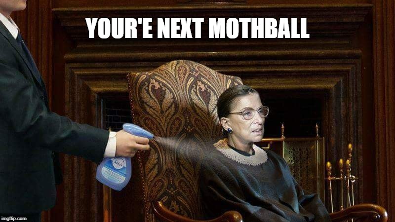 Ginsberg | YOUR'E NEXT MOTHBALL | image tagged in scotus | made w/ Imgflip meme maker