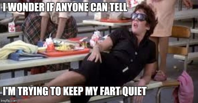 Farting at school | I WONDER IF ANYONE CAN TELL; I'M TRYING TO KEEP MY FART
QUIET | image tagged in grease movie,john travolta,1970's | made w/ Imgflip meme maker