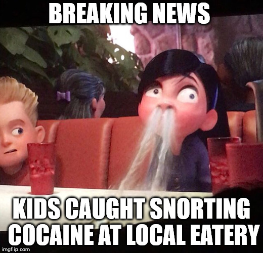 BREAKING NEWS; KIDS CAUGHT SNORTING COCAINE AT LOCAL EATERY | made w/ Imgflip meme maker