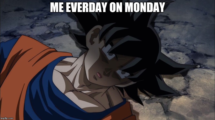 Dead Goku | ME EVERDAY ON MONDAY | image tagged in dead goku | made w/ Imgflip meme maker