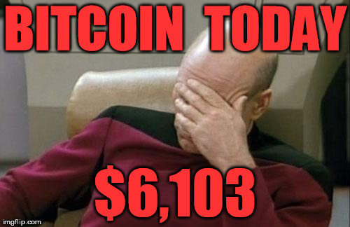 Captain Picard Facepalm Meme | BITCOIN  TODAY; $6,103 | image tagged in memes,captain picard facepalm | made w/ Imgflip meme maker