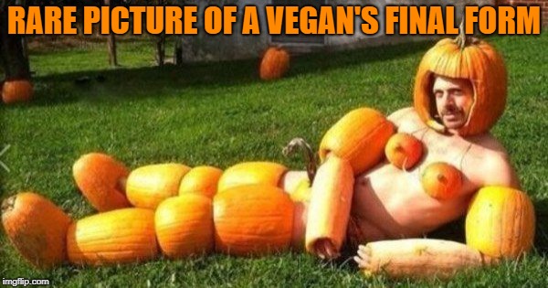 RARE PICTURE OF A VEGAN'S FINAL FORM | image tagged in memes,funny,rare picture,vegan | made w/ Imgflip meme maker