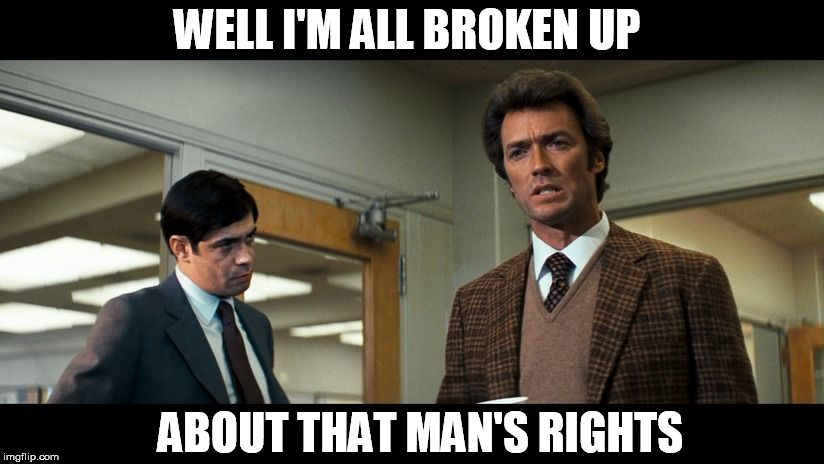 I'm all broken up about that man's rights | WELL I'M ALL BROKEN UP; ABOUT THAT MAN'S RIGHTS | image tagged in dirty harry meme,clint eastwood | made w/ Imgflip meme maker