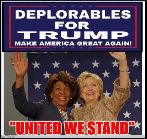 maxine waters hillary clinton deplorables for Trump 2020   | "UNITED WE STAND" | image tagged in maxine waters hillary clinton deplorables for trump 2020 | made w/ Imgflip meme maker