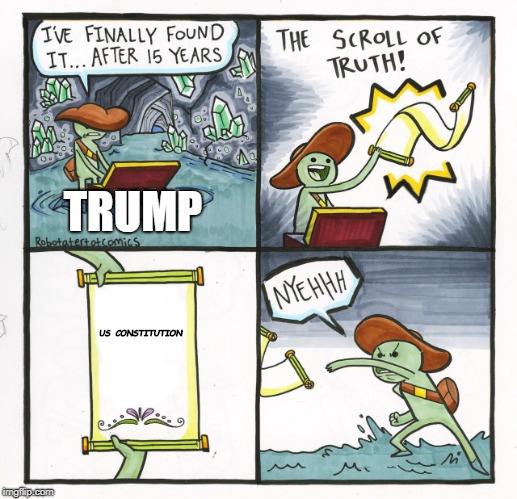 The Scroll Of Truth | TRUMP; US

CONSTITUTION | image tagged in memes,the scroll of truth,donald trump | made w/ Imgflip meme maker