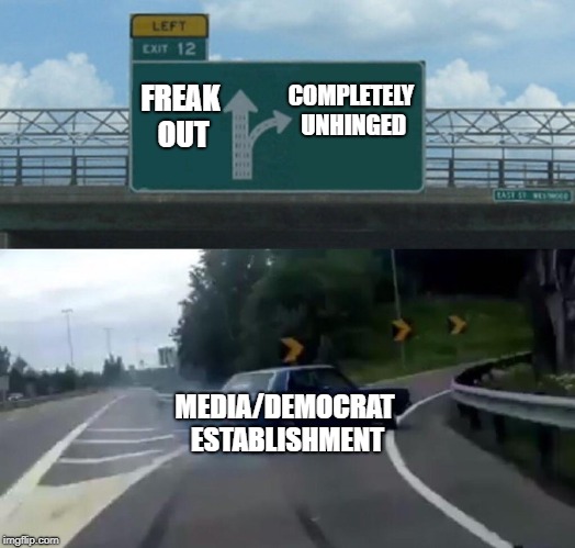 Trump Wins Big In The Supreme Court And He Gets To Nominate Another Supreme Court Justice | COMPLETELY UNHINGED; FREAK OUT; MEDIA/DEMOCRAT ESTABLISHMENT | image tagged in memes,left exit 12 off ramp | made w/ Imgflip meme maker