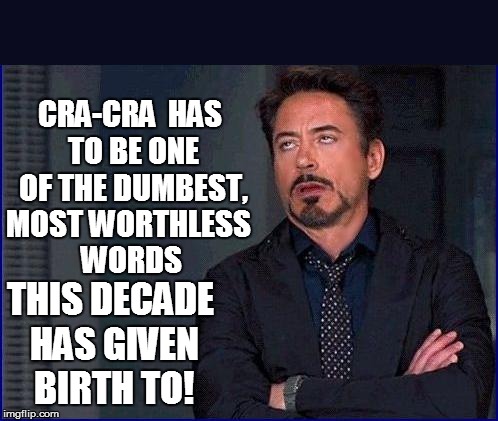 CRA-CRA  HAS TO BE ONE OF THE DUMBEST, THIS DECADE HAS GIVEN BIRTH TO! MOST WORTHLESS WORDS | made w/ Imgflip meme maker